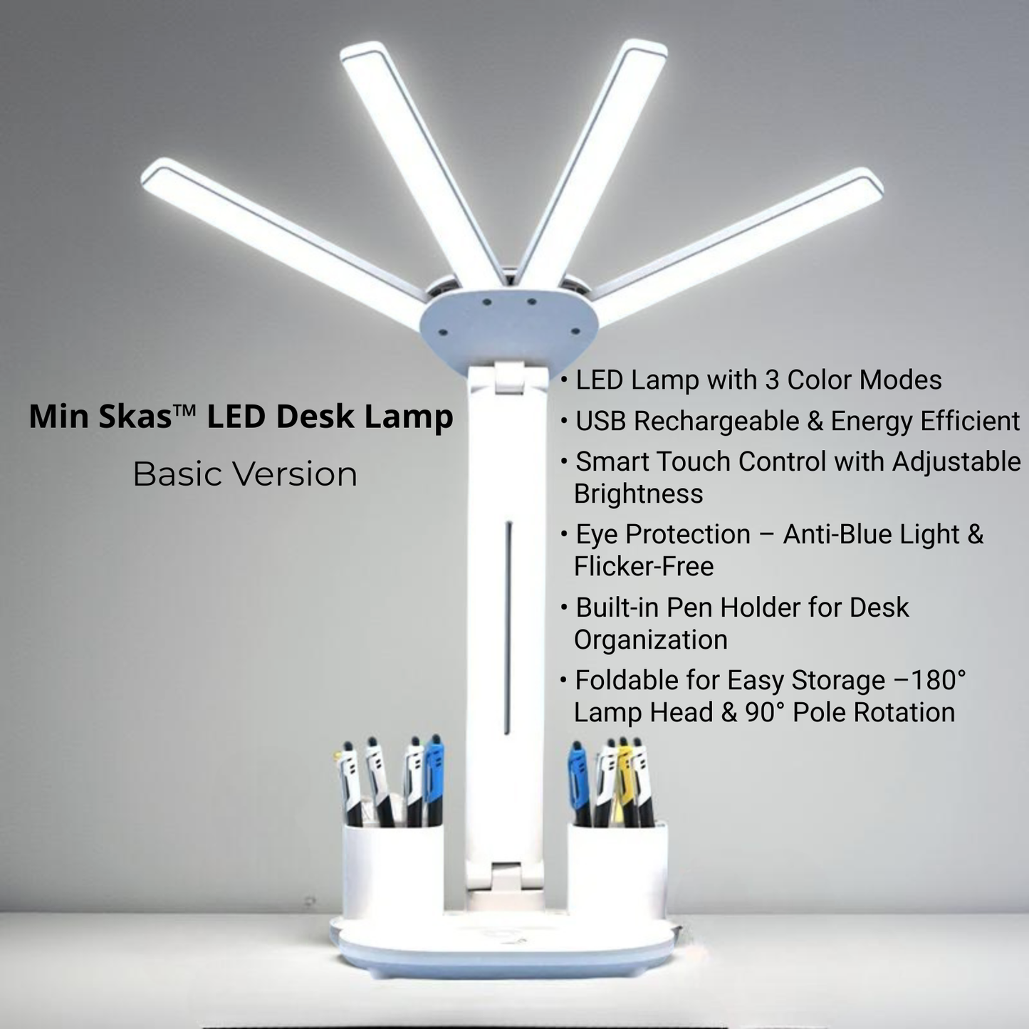 Min Skas™ 3-in-1 LED Desk Lamp with Fan & Clock