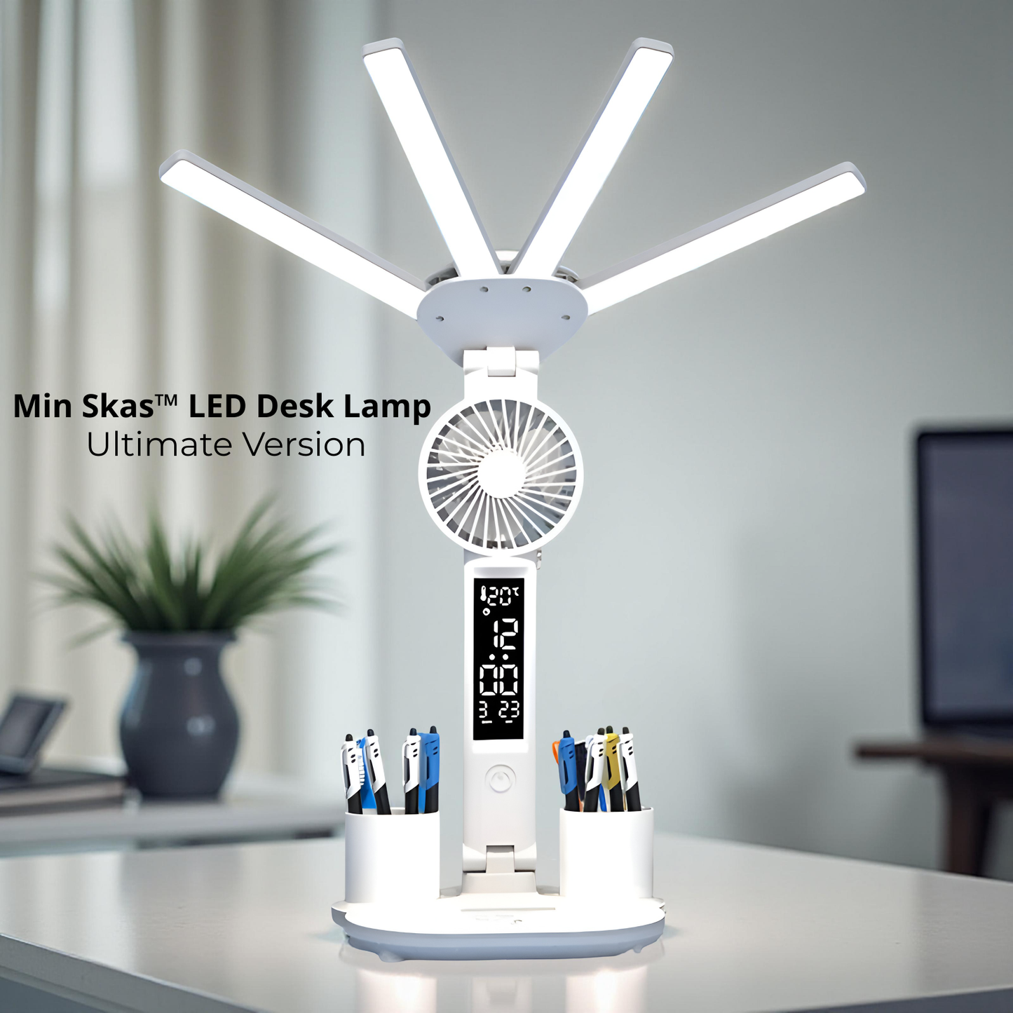 Min Skas™ 3-in-1 LED Desk Lamp with Fan & Clock
