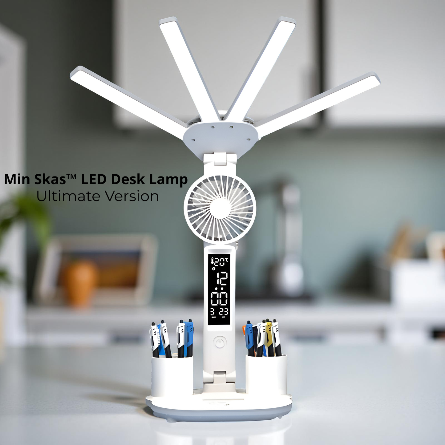 Min Skas™ 3-in-1 LED Desk Lamp with Fan & Clock