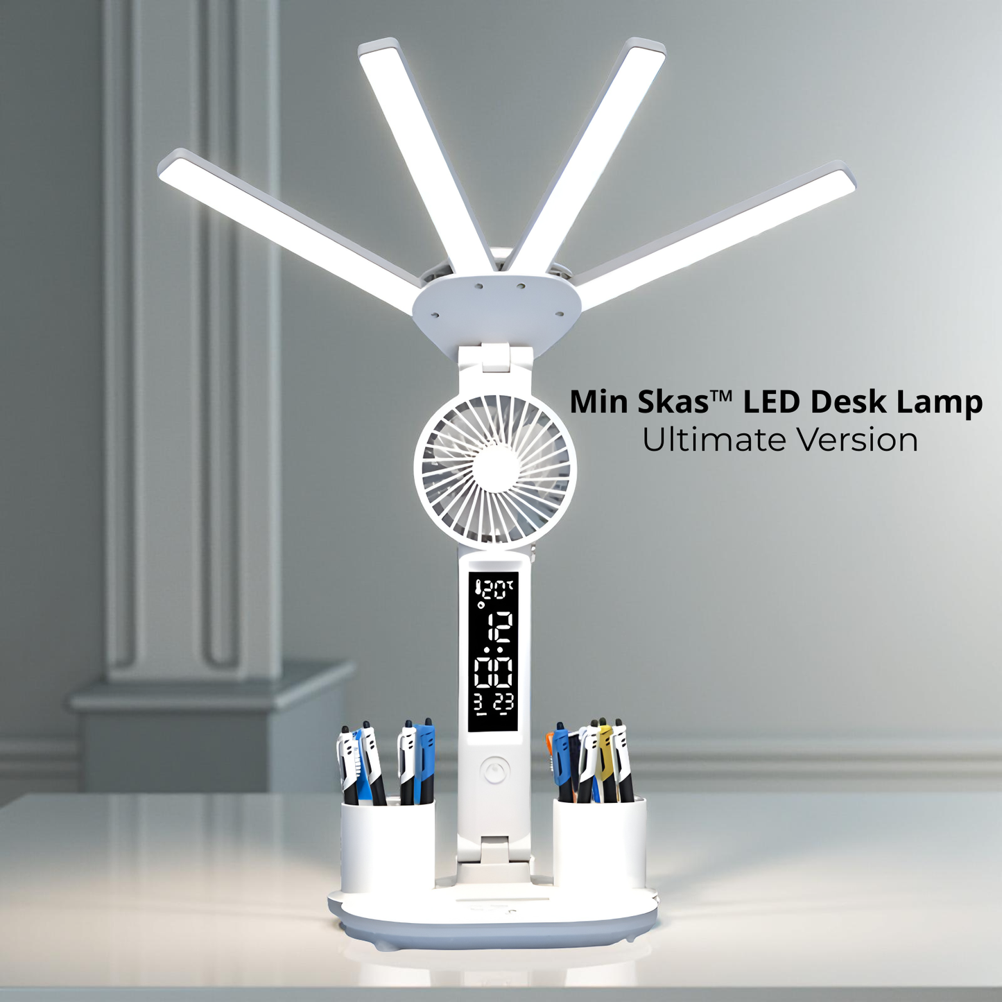 Min Skas™ 3-in-1 LED Desk Lamp with Fan & Clock