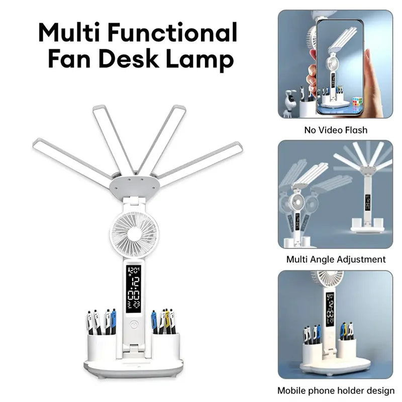 3-in-1 LED Desk Lamp with Fan & Clock - Min Skas Store