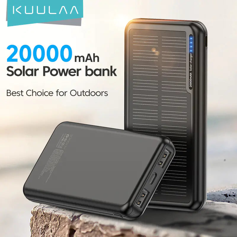 Min Skas™ Solar Power Bank 20000mAh | Dual USB, Waterproof Portable Charger