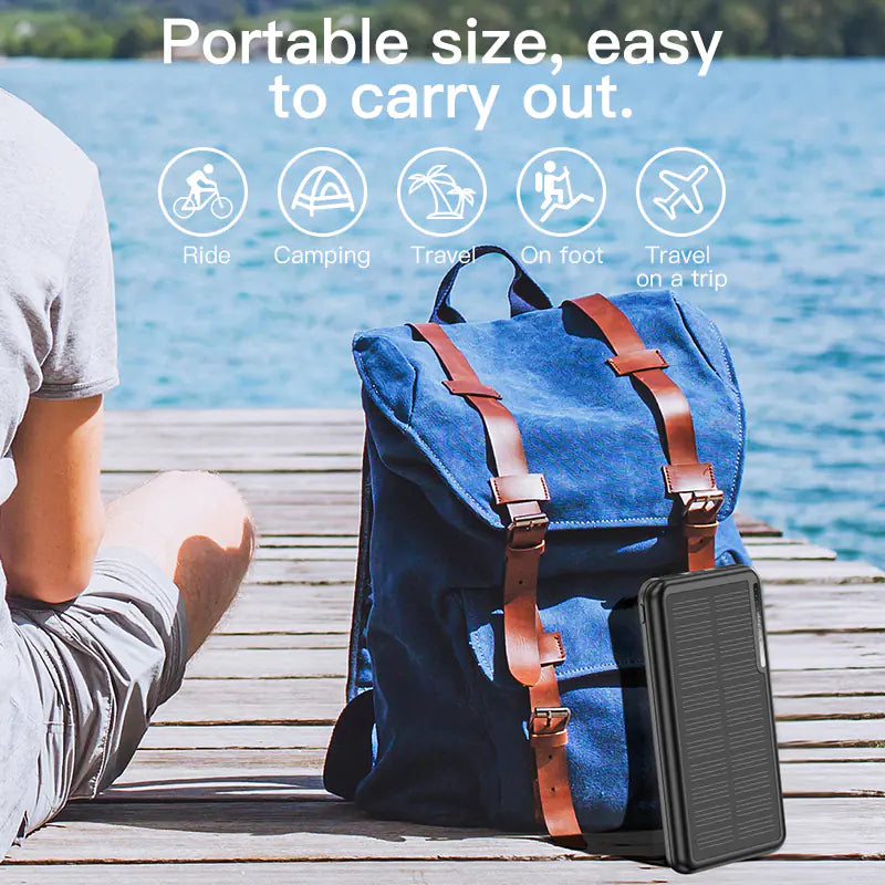 Min Skas™ Solar Power Bank 20000mAh | Dual USB, Waterproof Portable Charger