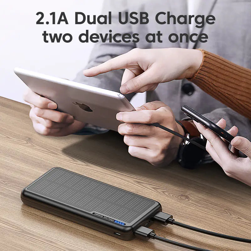 Min Skas™ Solar Power Bank 20000mAh | Dual USB, Waterproof Portable Charger
